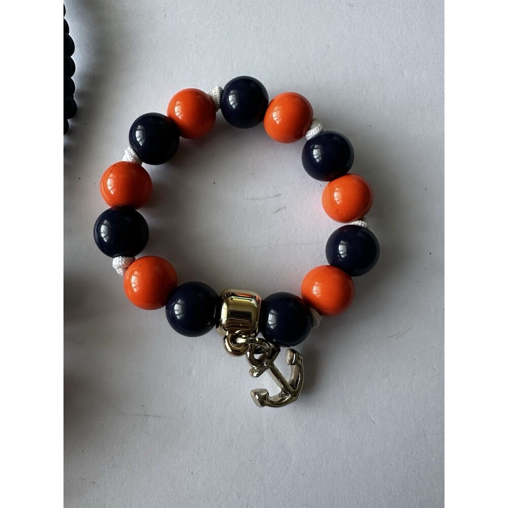 Gymboree Jewelry Necklace Bracelet Set Anchors Navy Orange - Picture 4 of 4